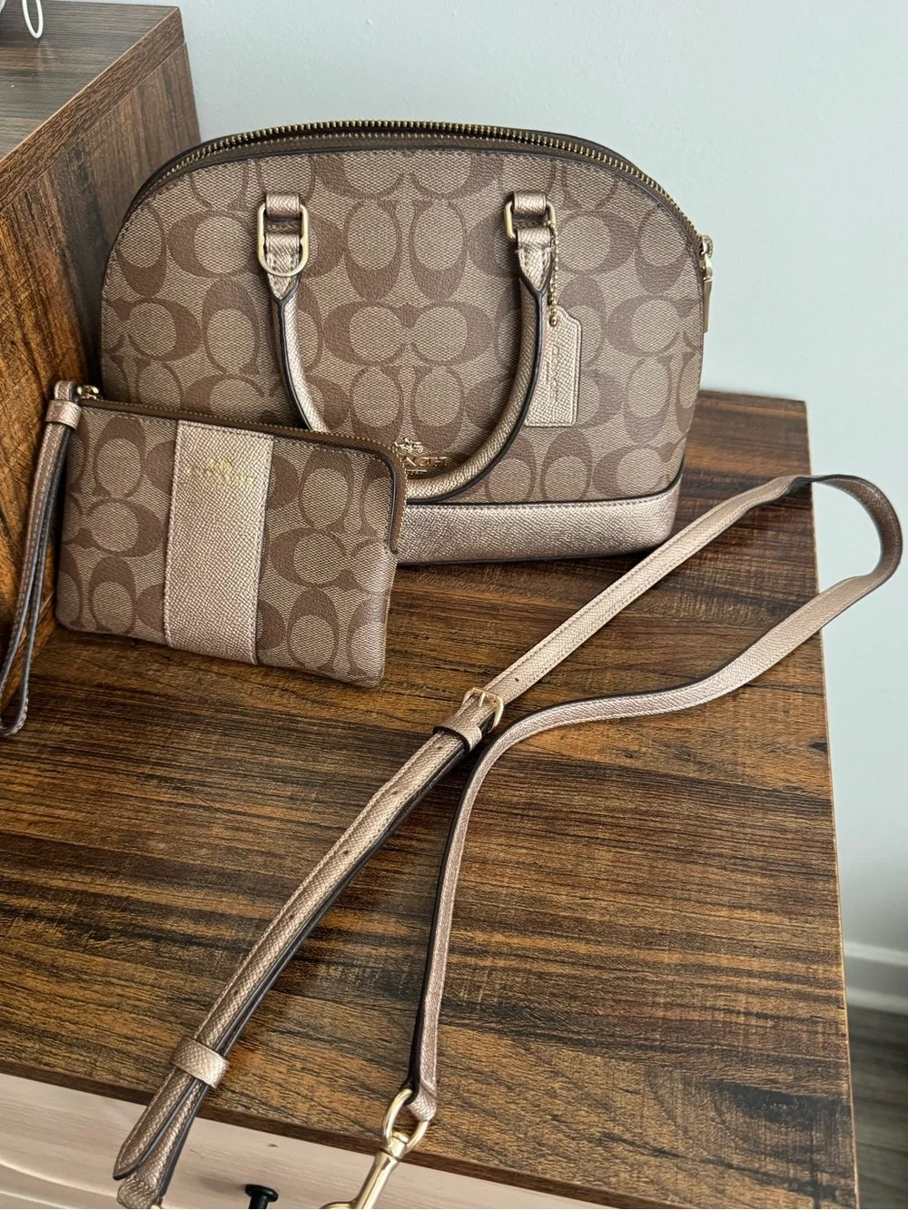 Brown Coach Purse and Wristlet